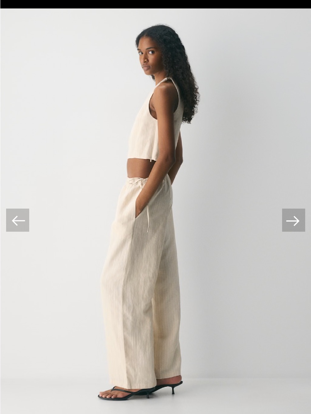 Aritzia Cream Striped Crop Top - Picture 2 of 7